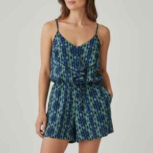 Olive & Oak - Chic Blue and Green Romper - MEDIUM - Like New!